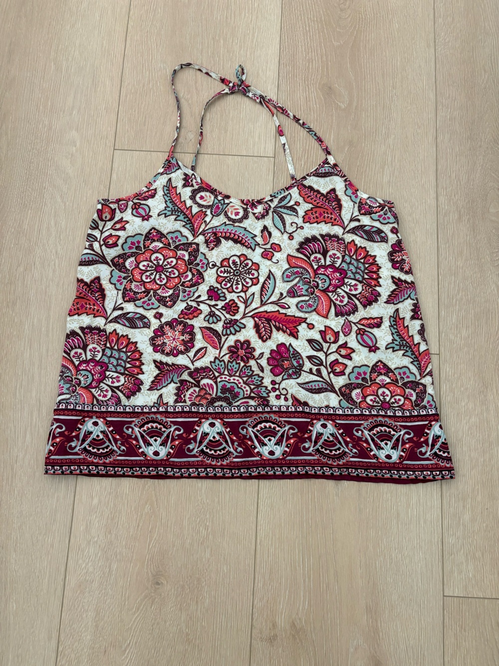 Hollister Floral Halter Tank Top in White and Pink